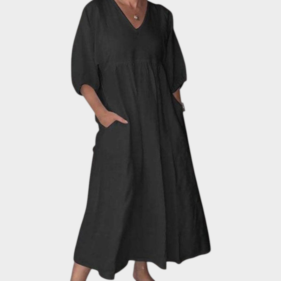 Relaxed V-Neck Maxi Dress