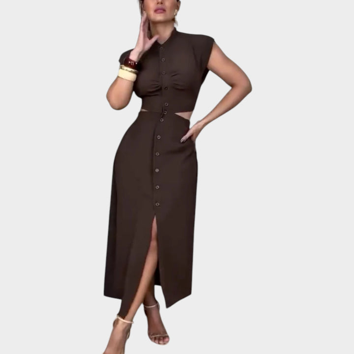 Chic Button-Down Cutout Dress