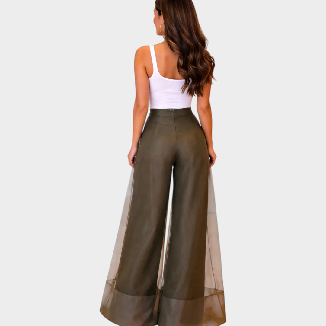 Statement Sheer-Layer Wide-Leg Pants