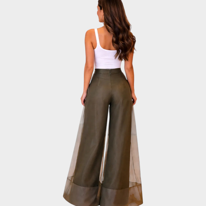 Statement Sheer-Layer Wide-Leg Pants