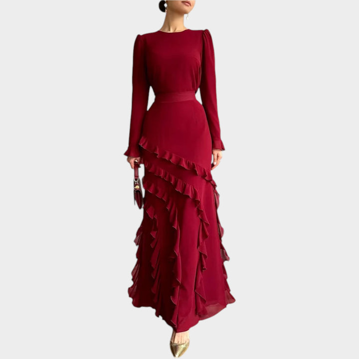 Elegant Ruffle Evening Gown