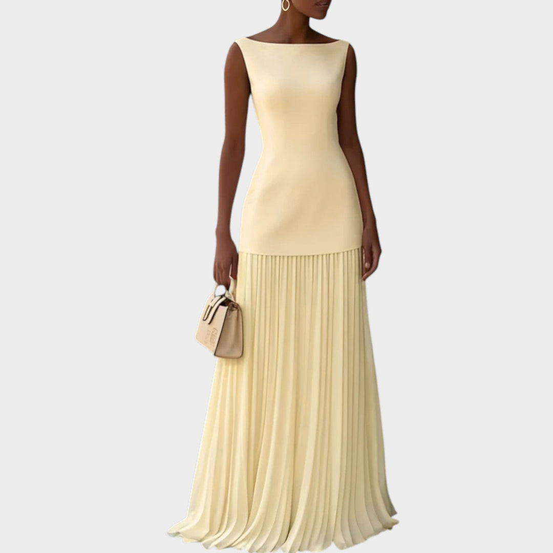 Elegant Pleated Maxi Evening Dress