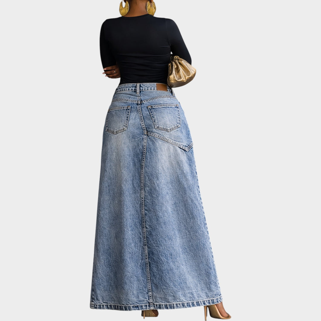 Statement Denim Maxi Skirt