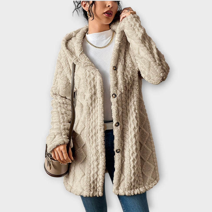 Warm and Textured Hooded Winter Coat