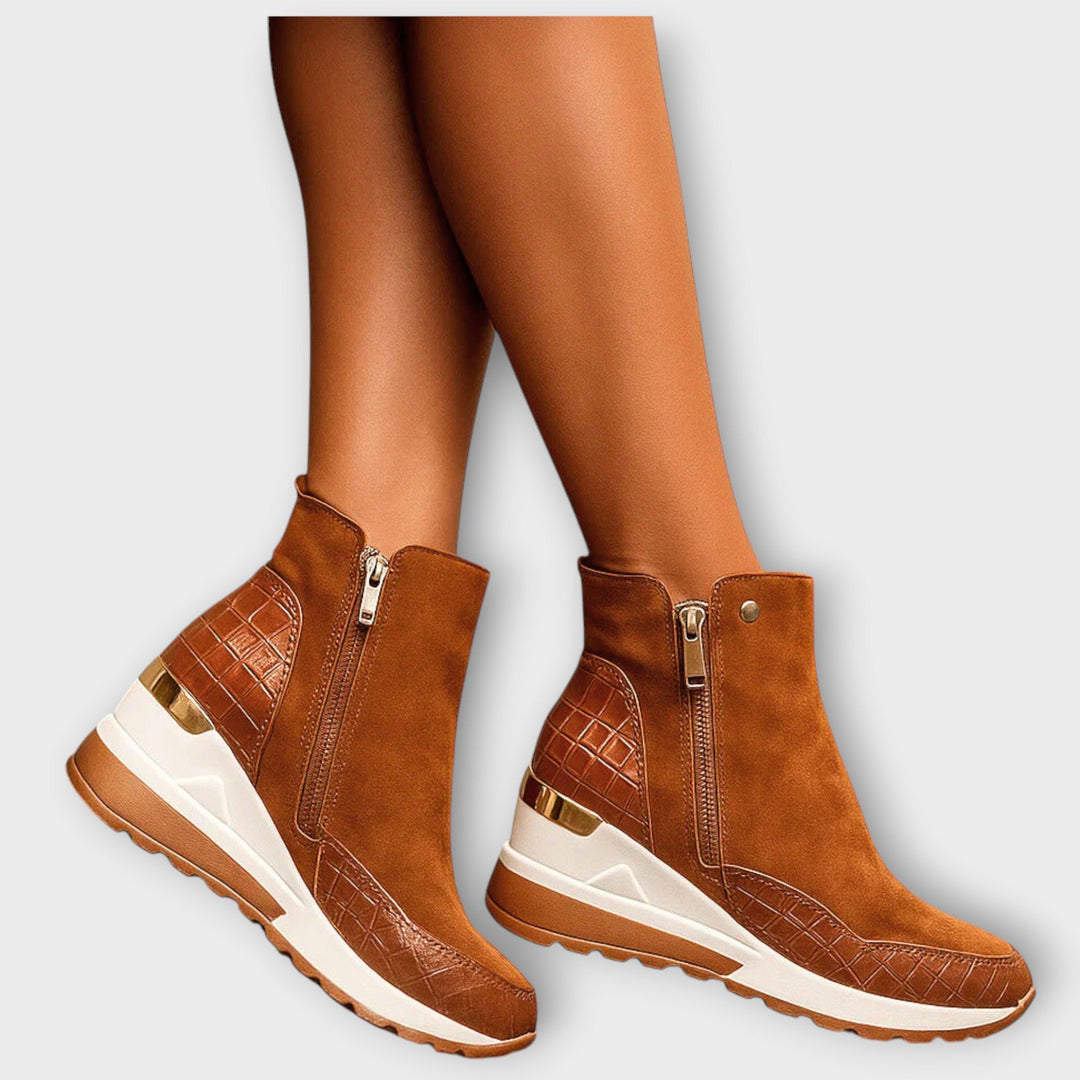 Wedge Sole Zip Ankle Sneakers