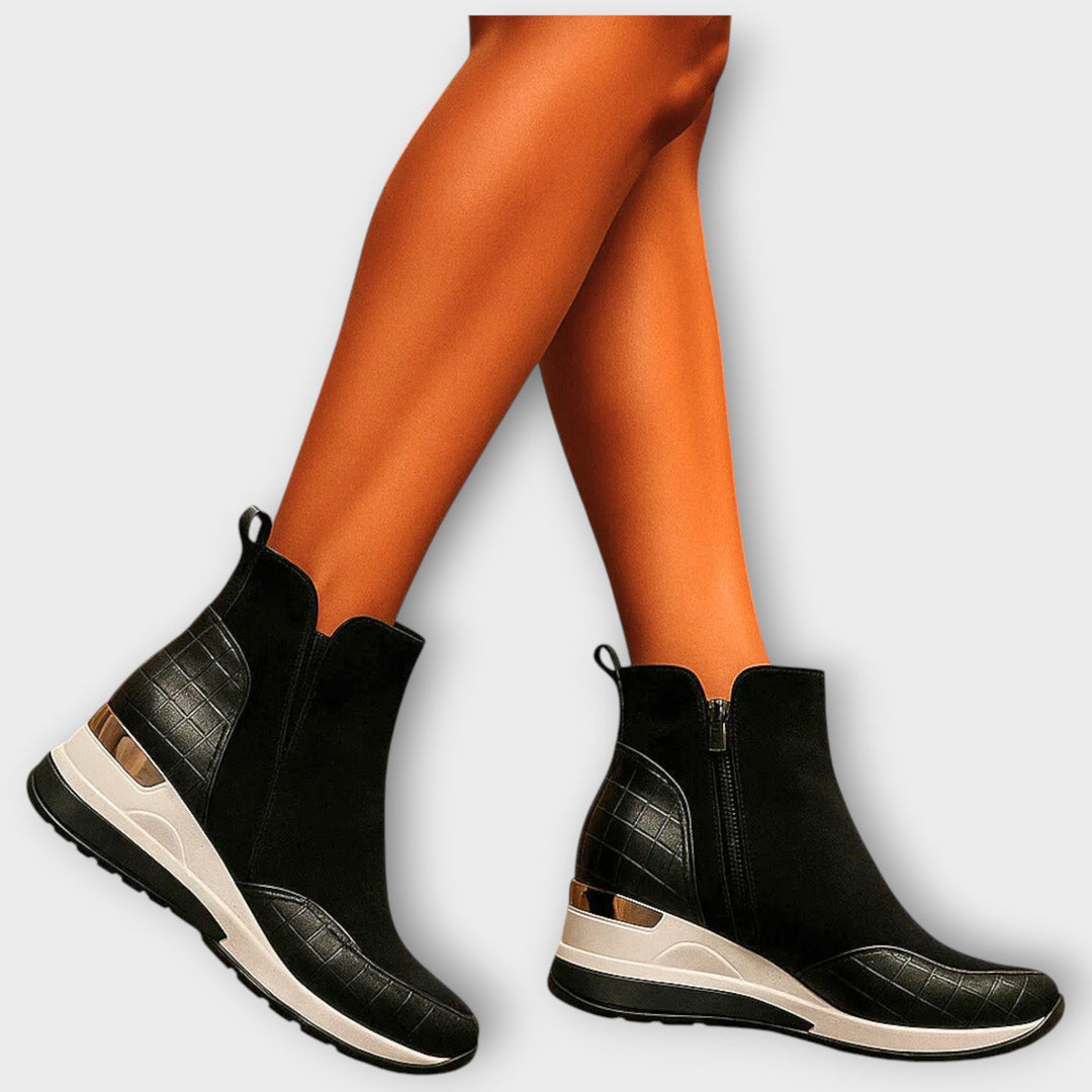 Wedge Sole Zip Ankle Sneakers
