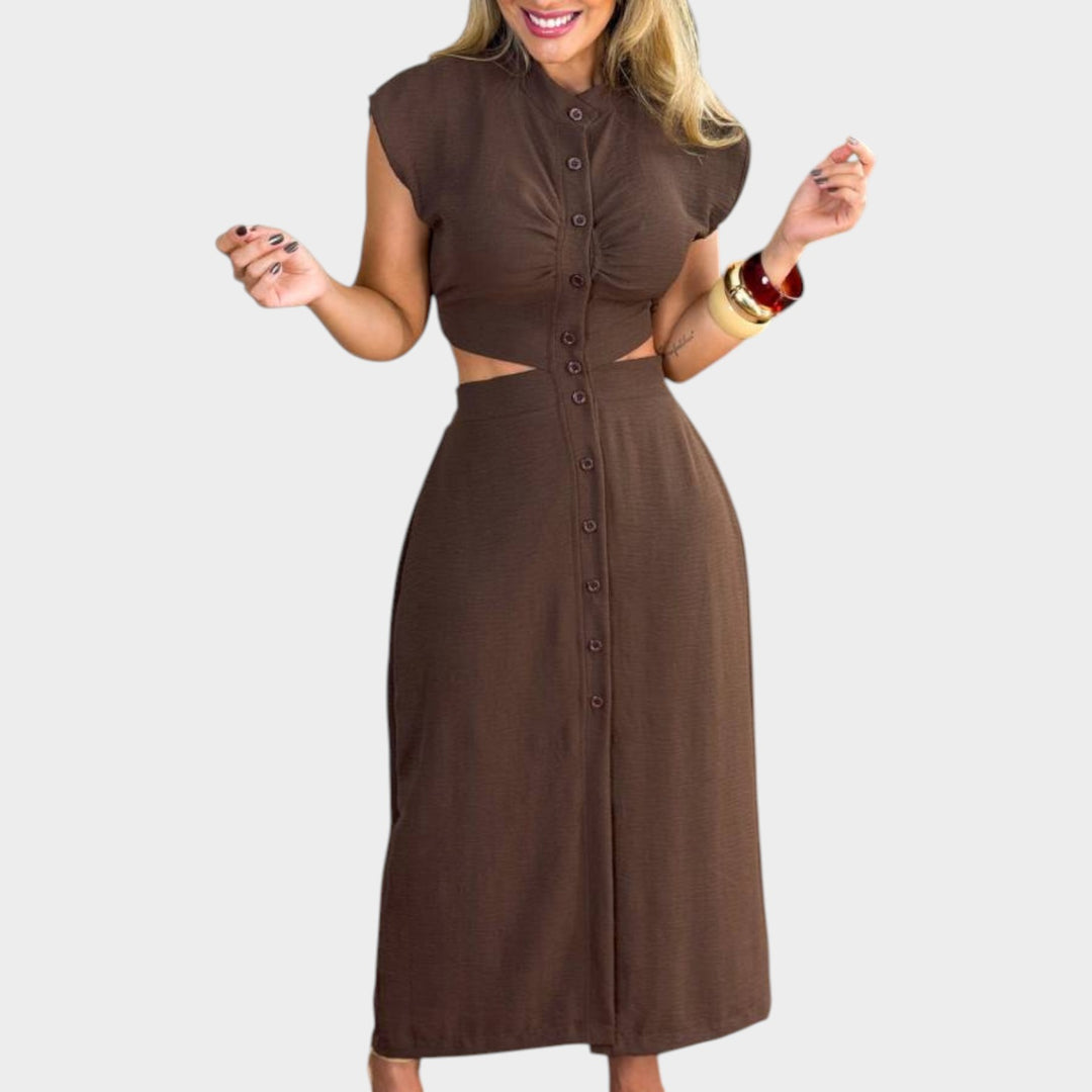 Chic Button-Down Cutout Dress