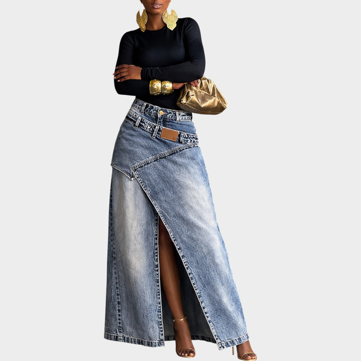 Statement Denim Maxi Skirt
