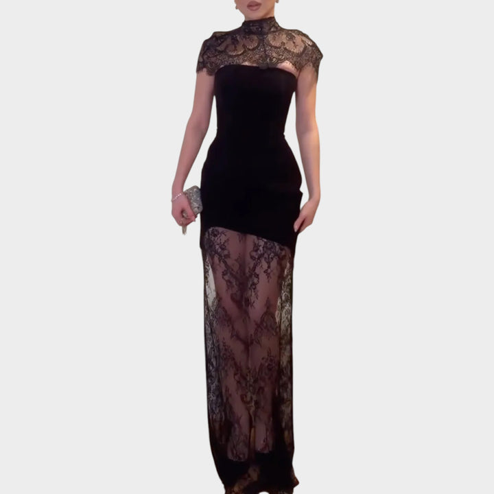Luxe Lace Illusion Evening Dress