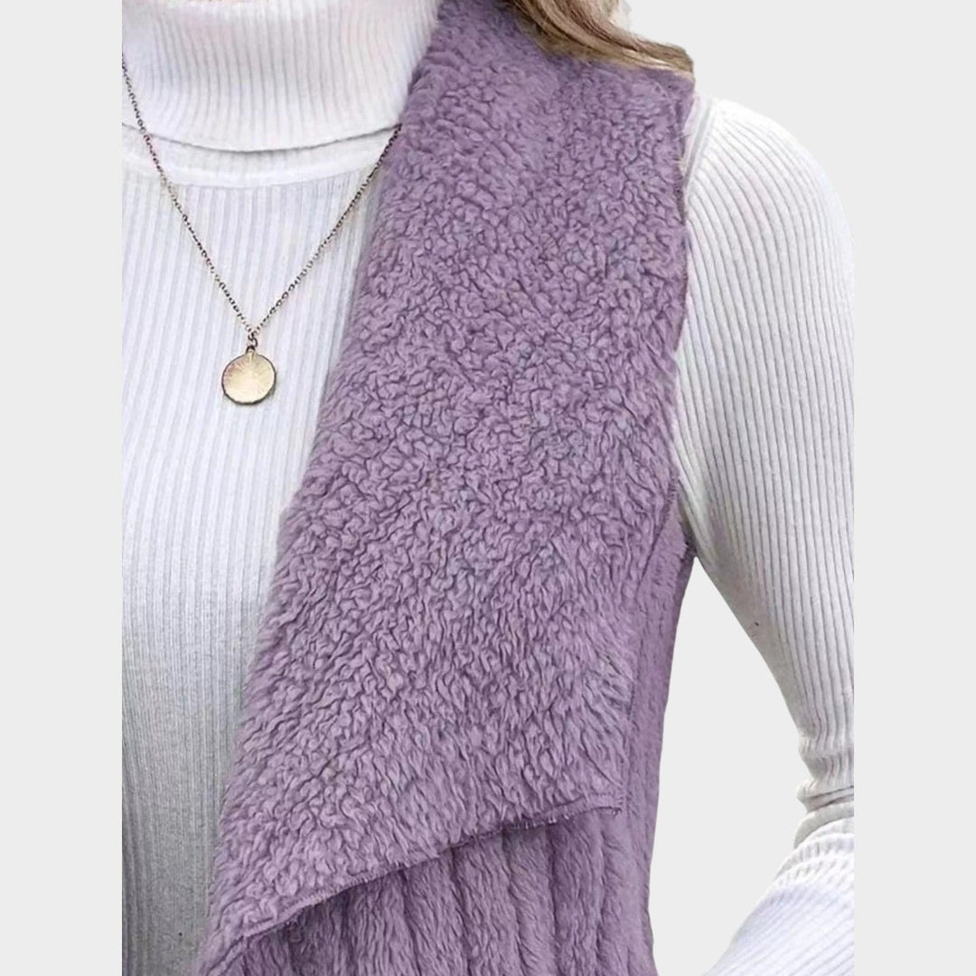 Textured Open-Front Layering Vest