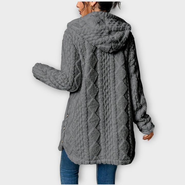 Warm and Textured Hooded Winter Coat