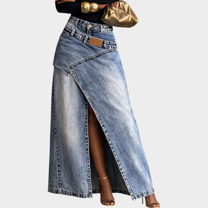 Statement Denim Maxi Skirt