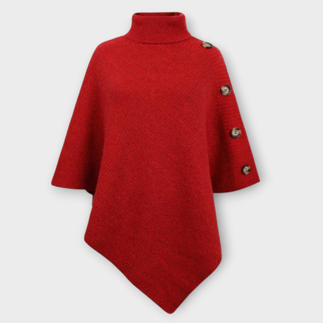 Cozy Knit Poncho with Button Accents