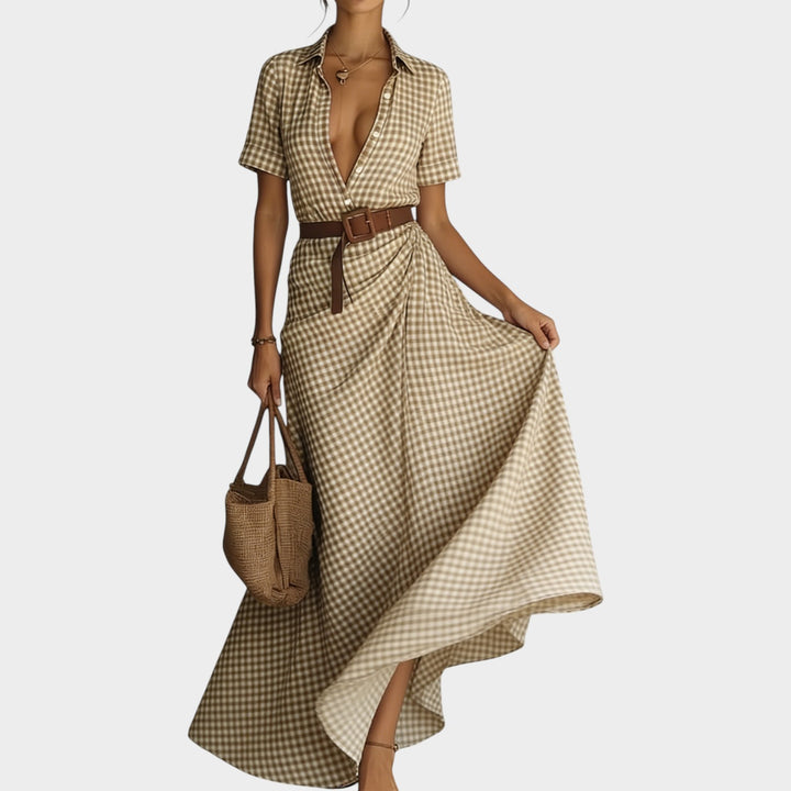 Plaid Wrap Maxi Dress