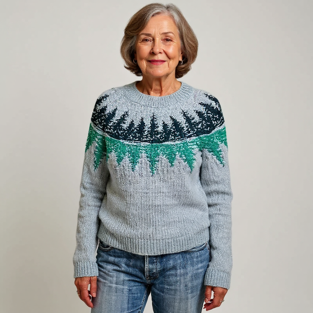 Knitted Blouse with Nature-Inspired Design