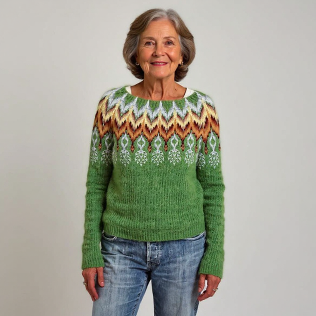 Knitted Blouse with Geometric Design