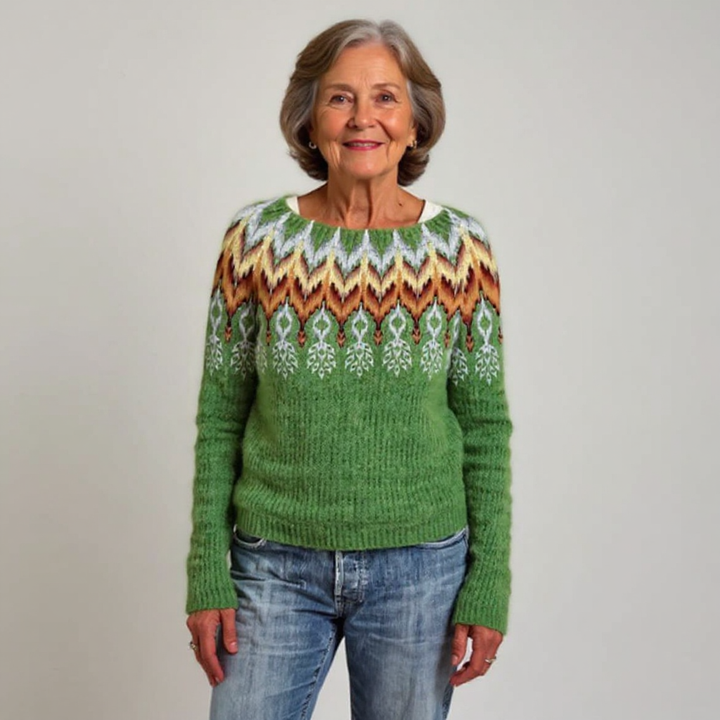 Knitted Blouse with Geometric Design