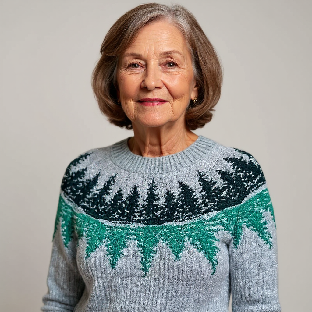 Knitted Blouse with Nature-Inspired Design