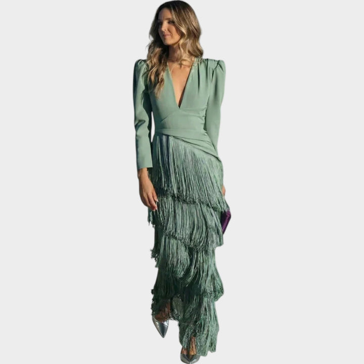 Elegant Fringe Evening Dress