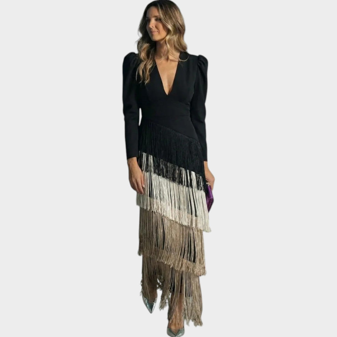Elegant Fringe Evening Dress