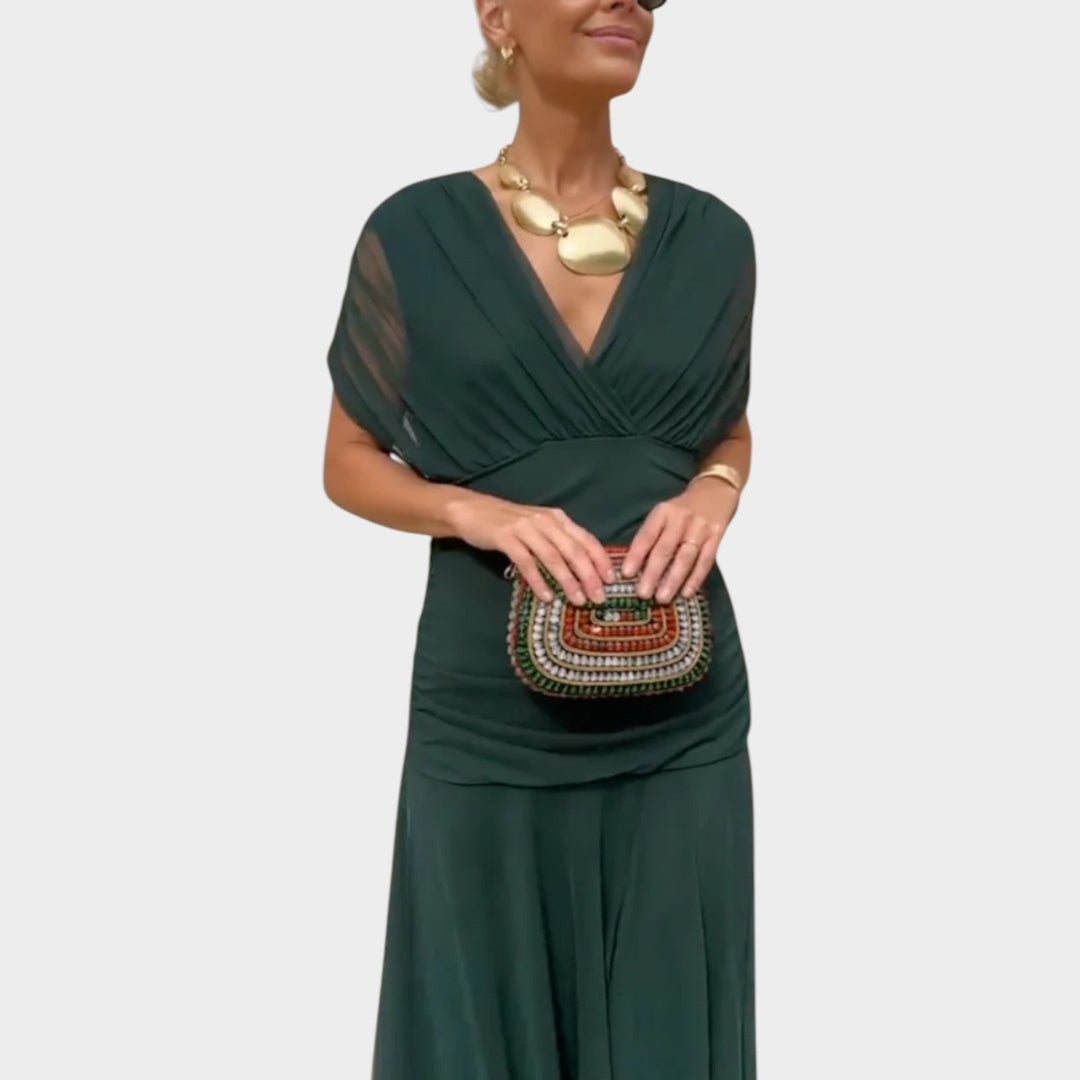 Off-Shoulder Ruched Midi Dress