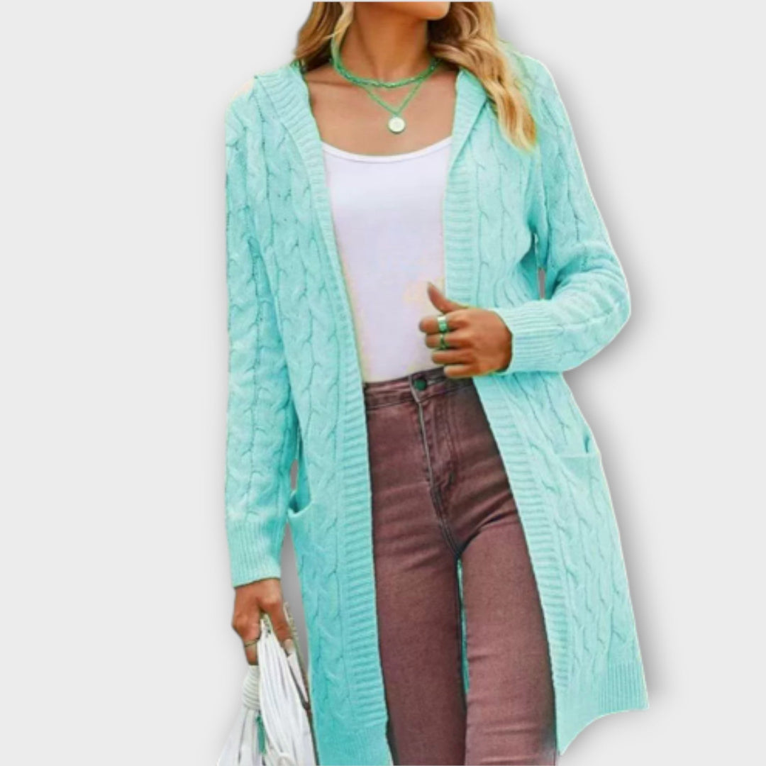 Warm and Stylish Cable-Knit Open Cardigan
