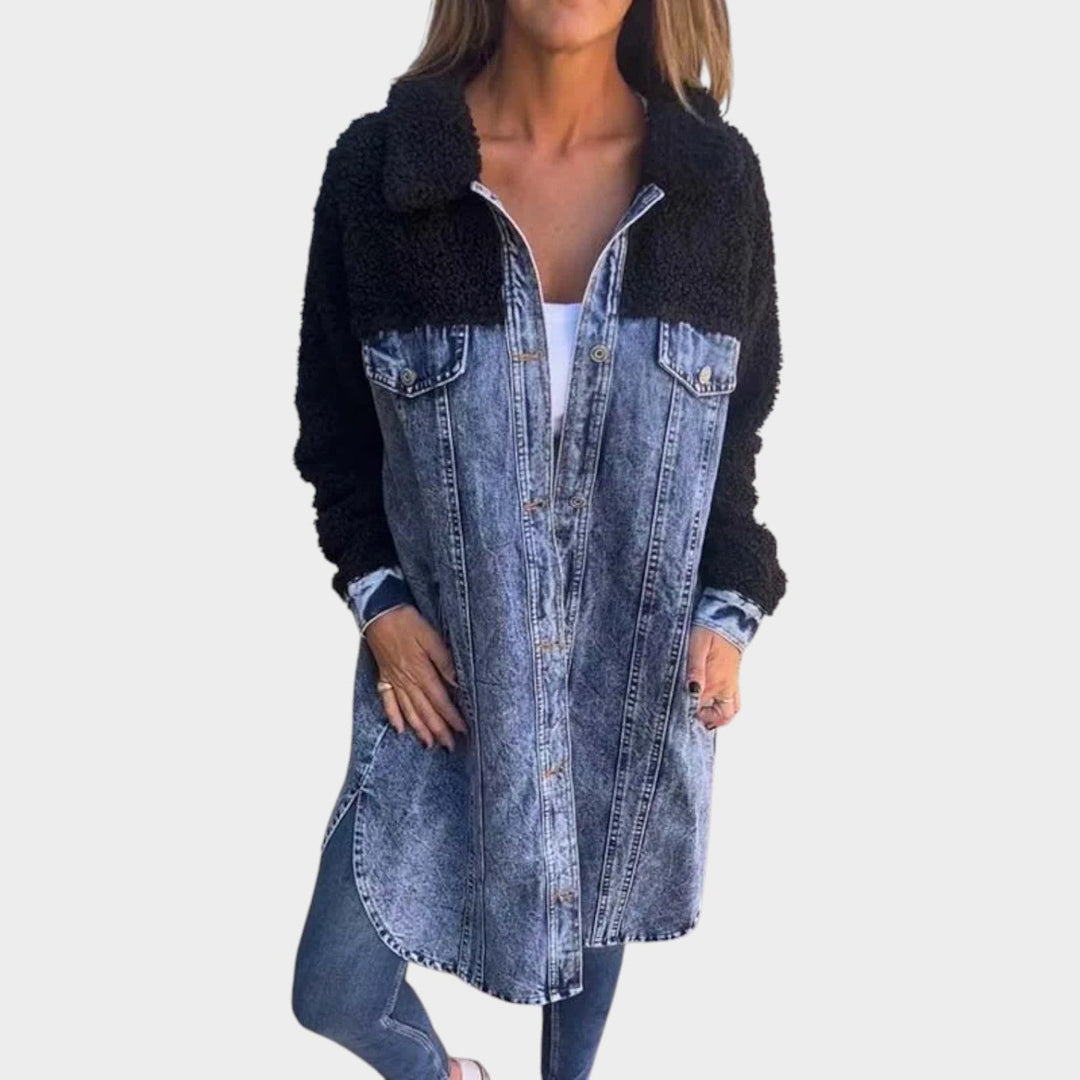 Teddy-Lined Denim Jacket Coat