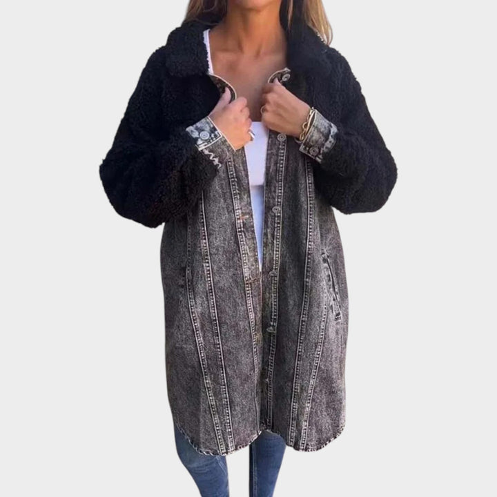 Teddy-Lined Denim Jacket Coat