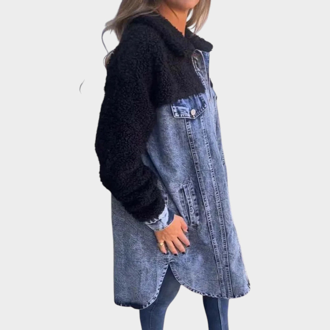 Teddy-Lined Denim Jacket Coat