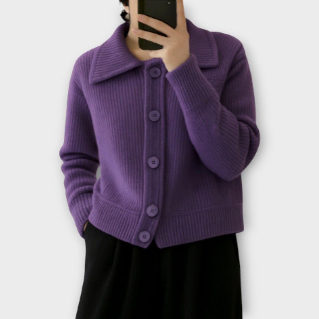 Chunky Ribbed Cardigan Featuring Oversized Buttons