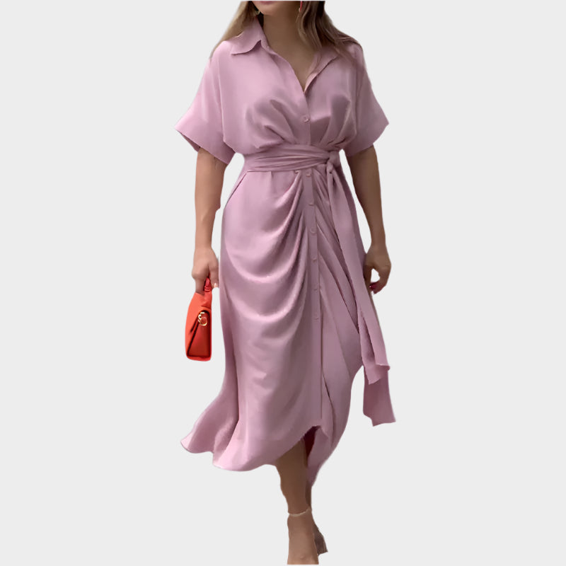 Dress with Puff Collar and Elegant Line