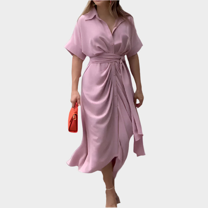 Dress with Puff Collar and Elegant Line