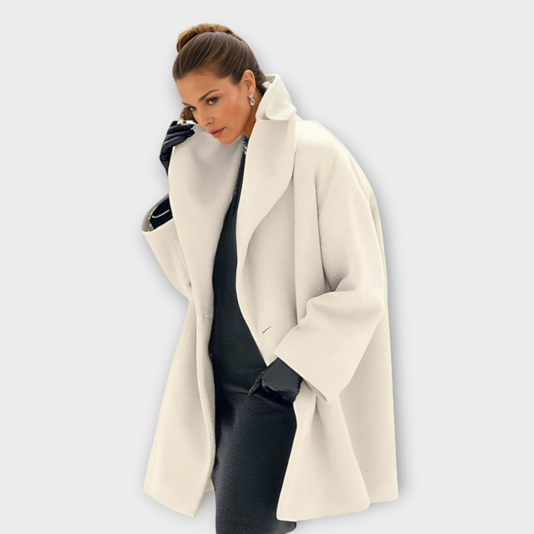 Chic Wool Coat Featuring a Statement Oversized Lapel