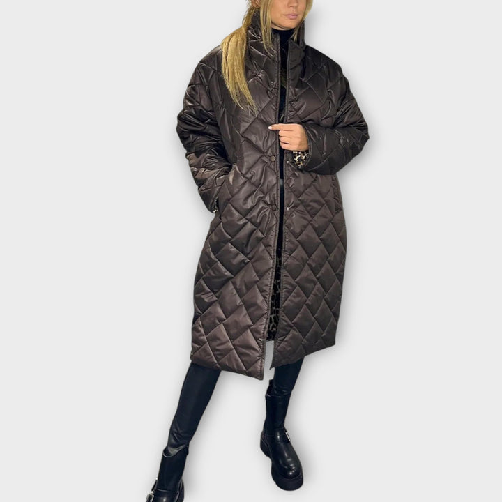 Leopard-Lined Reversible Padded Jacket