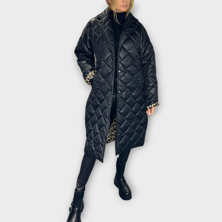 Leopard-Lined Reversible Padded Jacket