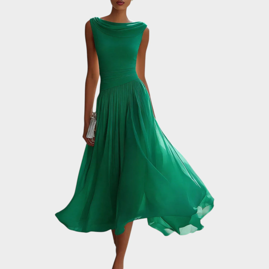 Elegant Cutout Pleated Maxi Dress