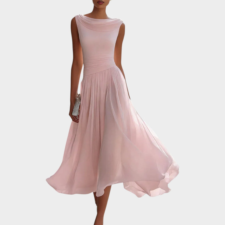 Elegant Cutout Pleated Maxi Dress