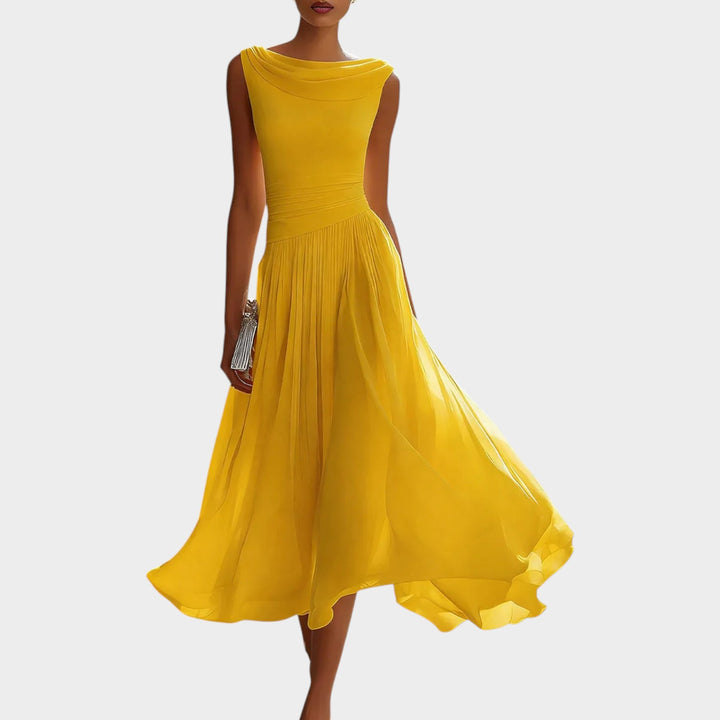 Elegant Cutout Pleated Maxi Dress