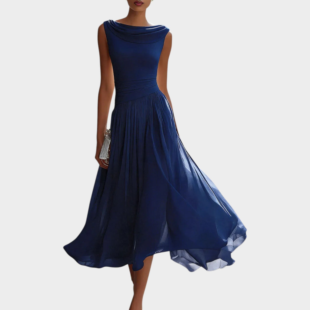 Elegant Cutout Pleated Maxi Dress