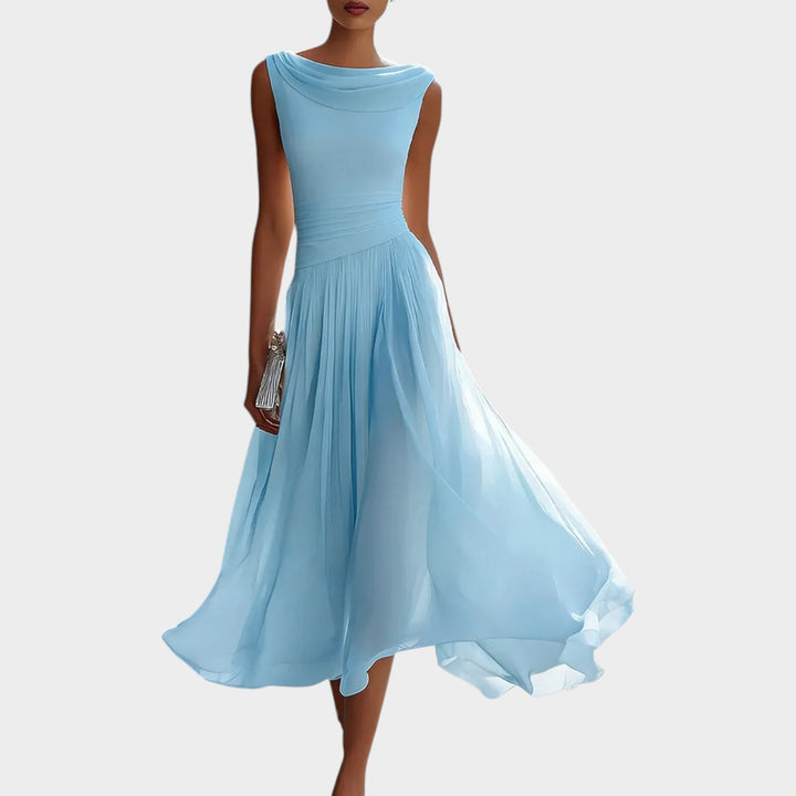 Elegant Cutout Pleated Maxi Dress