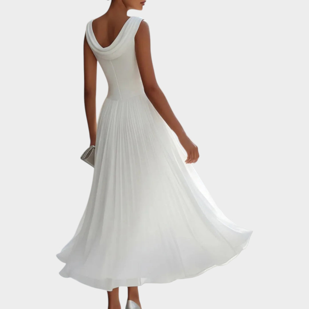 Elegant Cutout Pleated Maxi Dress