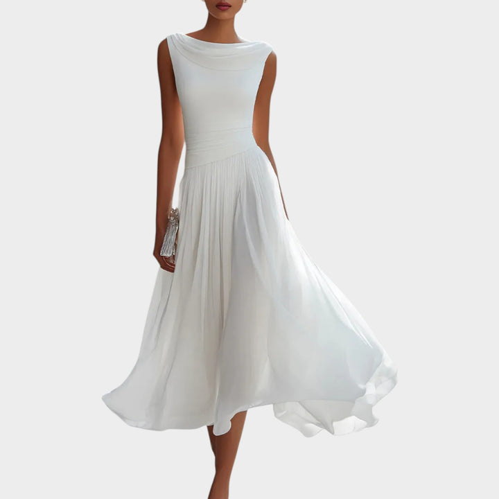 Elegant Cutout Pleated Maxi Dress