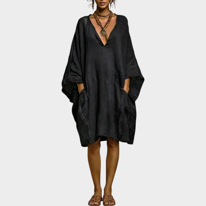Oversized Linen-Feel Pocket Dress