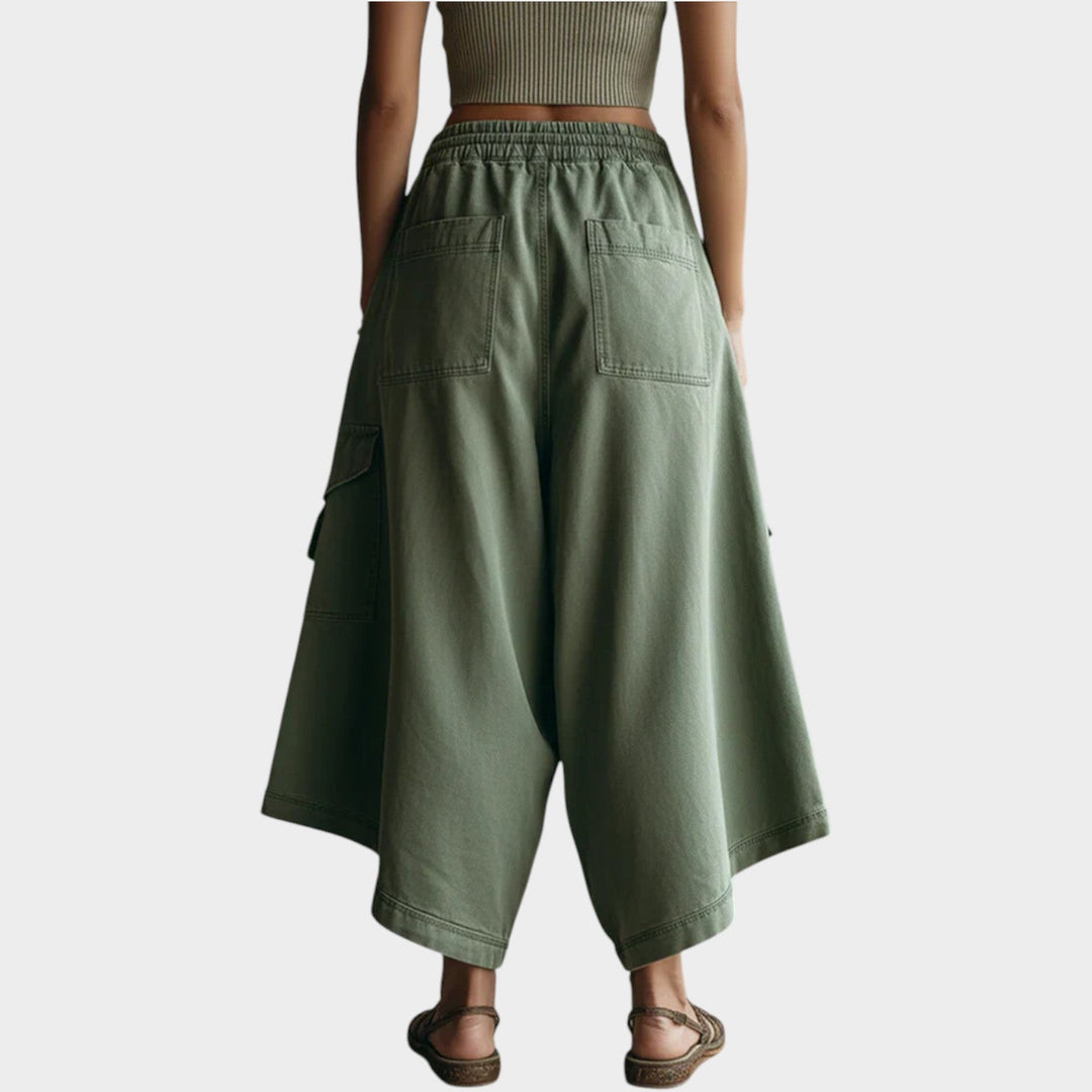 Wide-Leg Utility Denim Pants