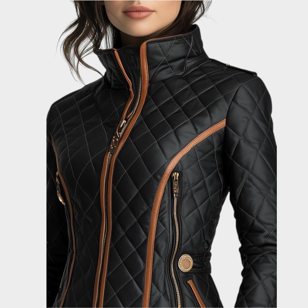 Quilted Faux Leather Statement Coat
