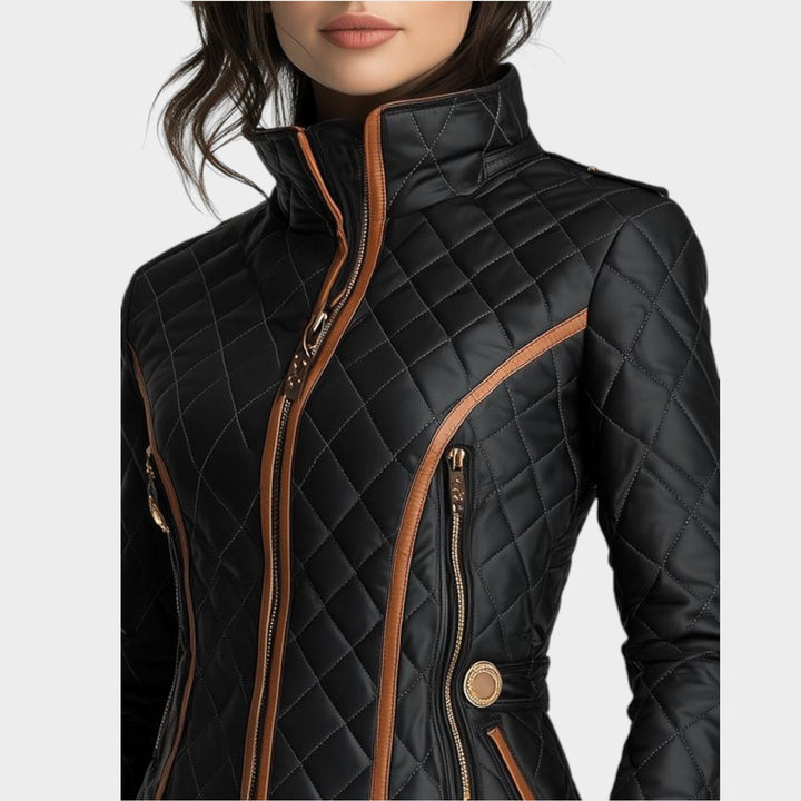 Quilted Faux Leather Statement Coat