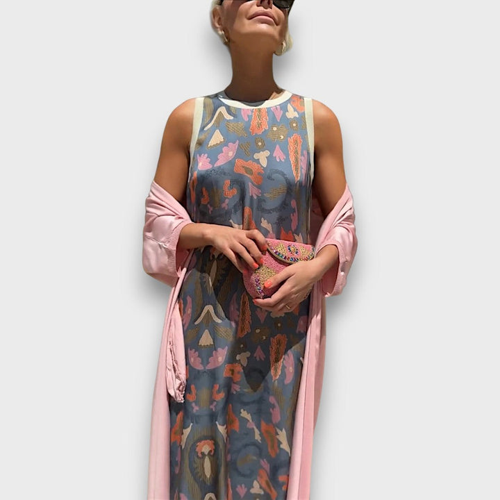 Long Floral Dress with Airy Jacket