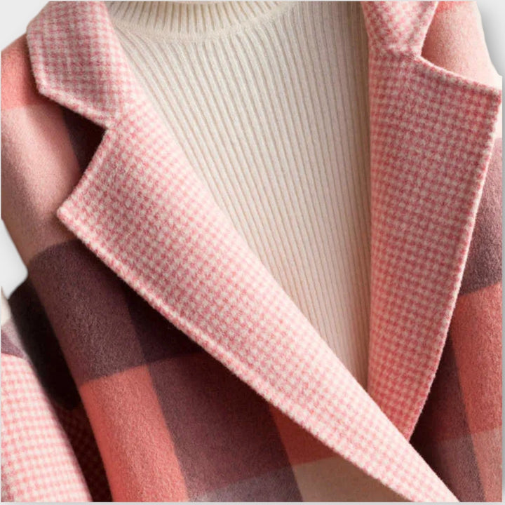 Chic Wool-Blend Patchwork Coat