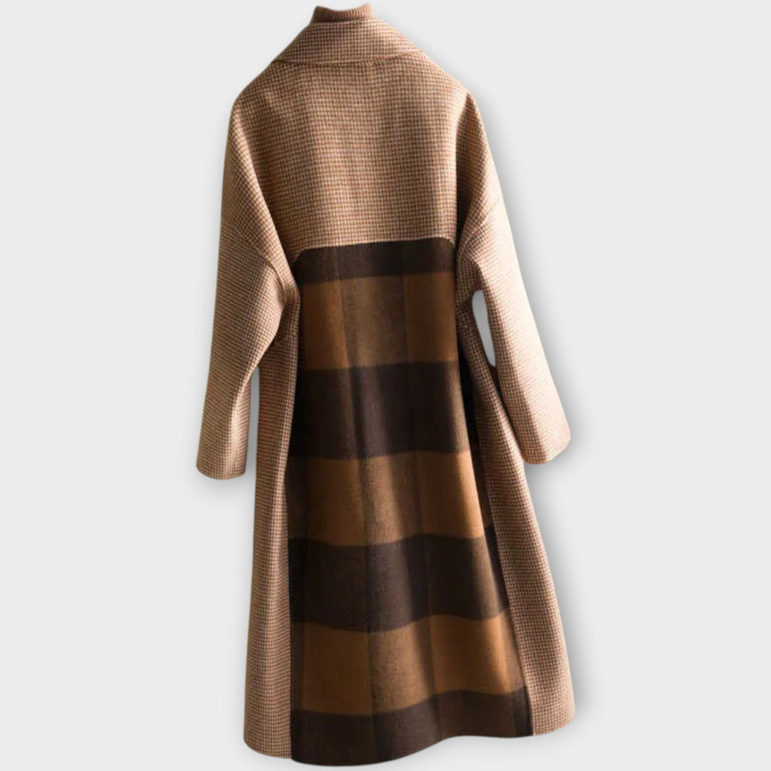 Chic Wool-Blend Patchwork Coat