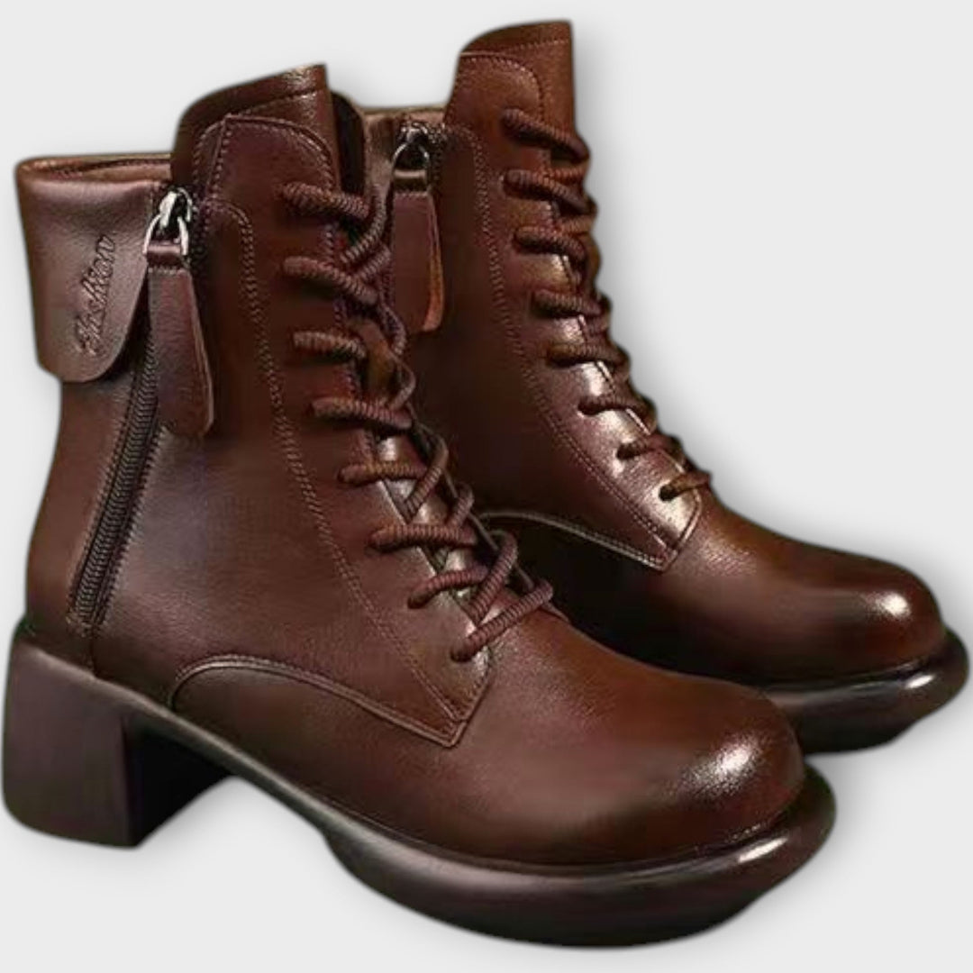 Timeless Chunky Heel Lace-Up Ankle Boots
